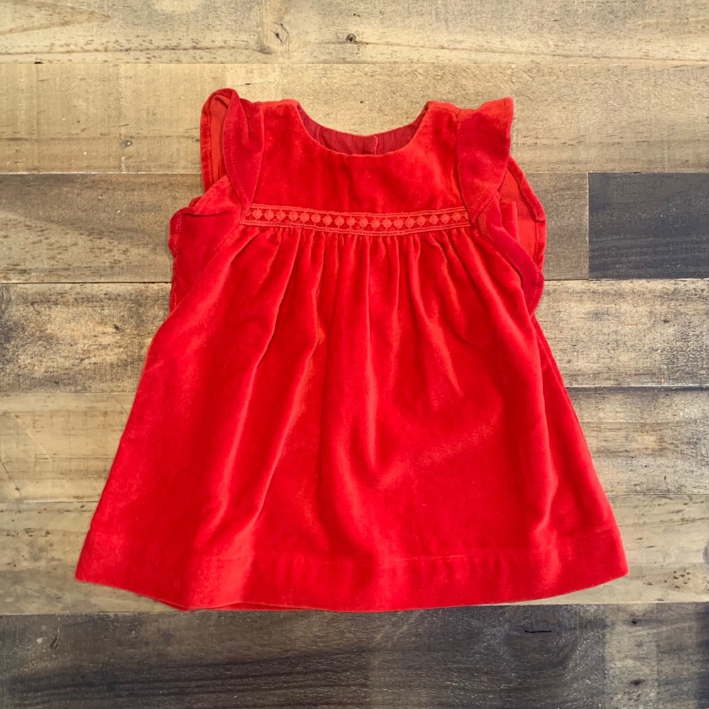 Ruffle butts red velvet dress